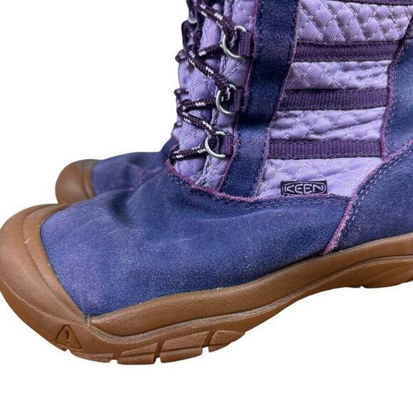 Keen Wapato Waterproof Leather Girls Kids Purple Fur Trim Wnter Boots Tall sz 2 - Picture 8 of 16